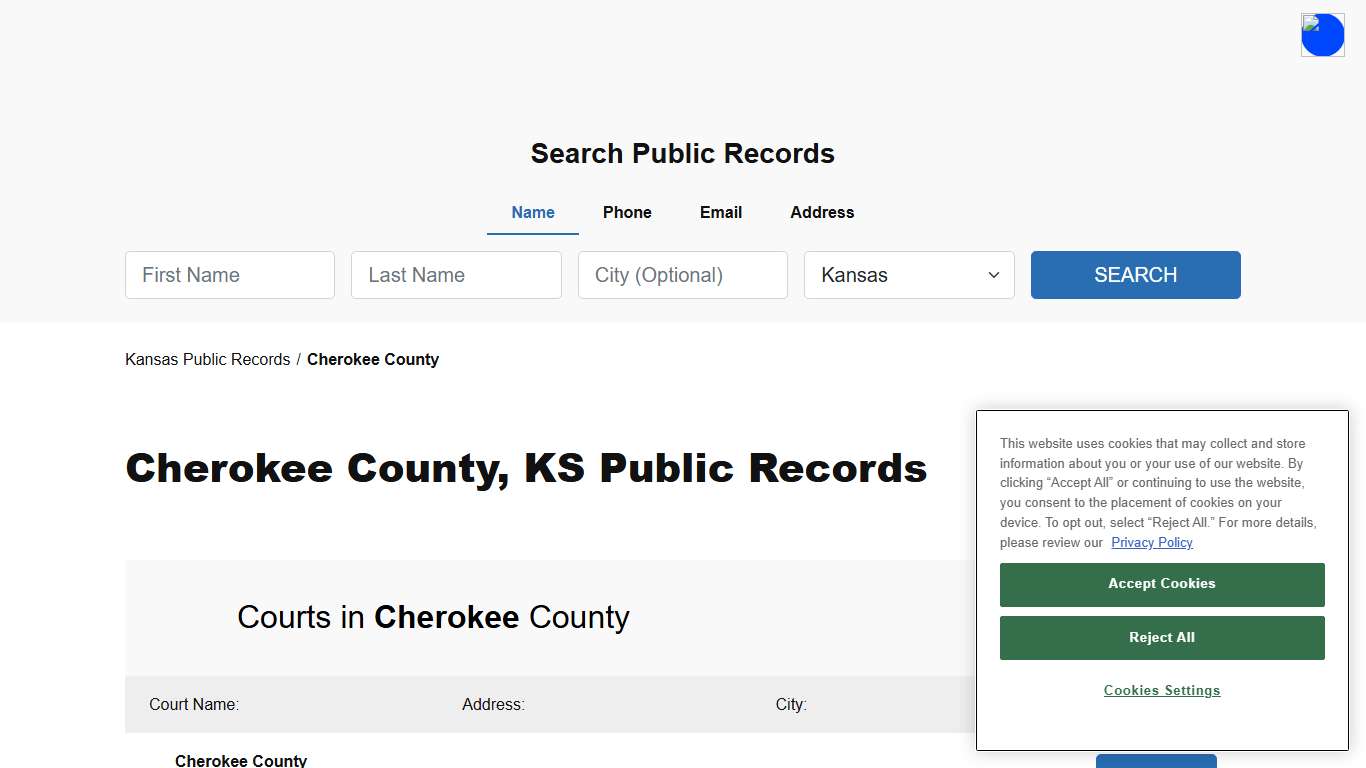 Cherokee County, KS Public Court, Arrest and Inmate Records - ThePublicIndex