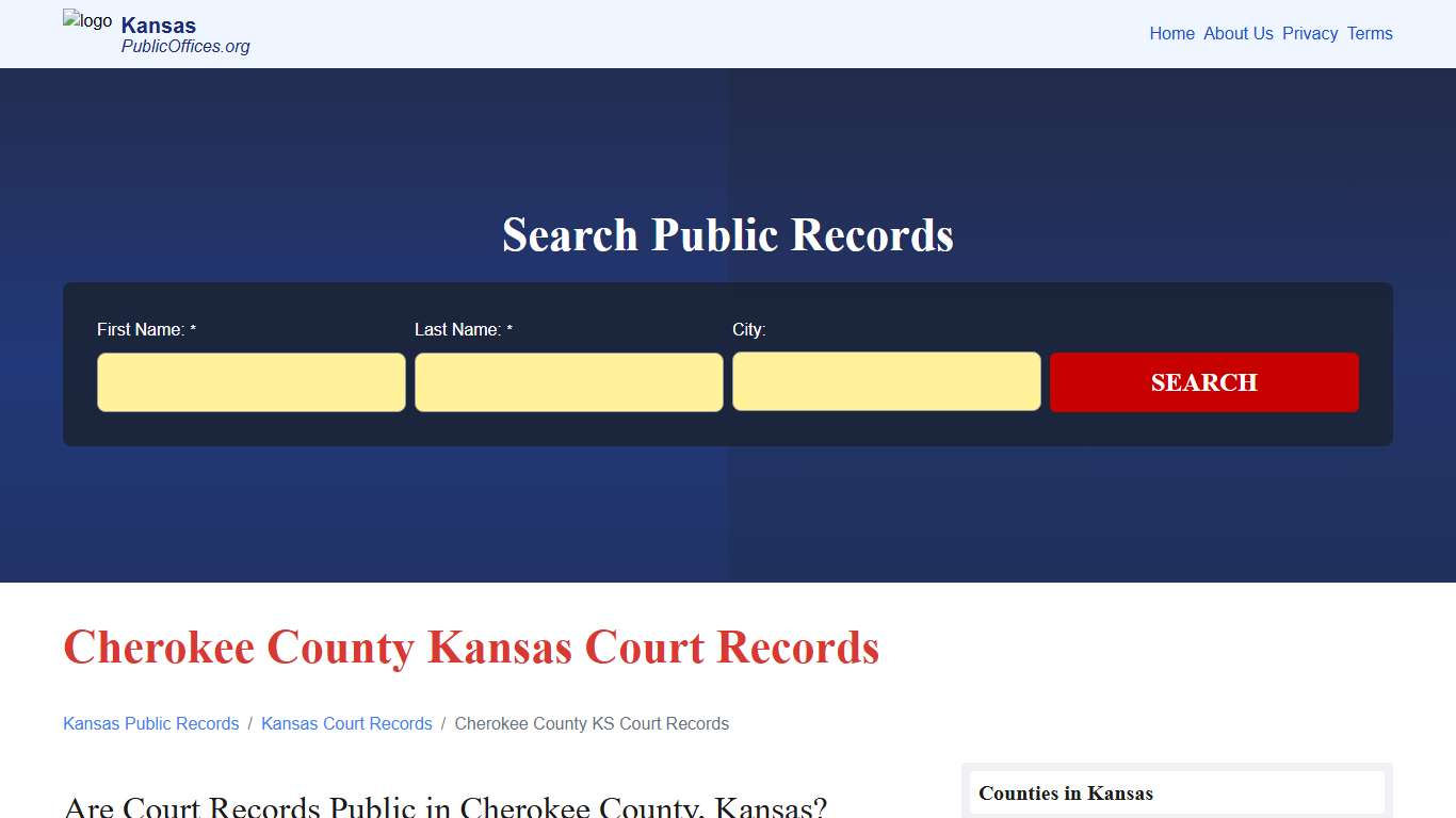Cherokee County, KS Court Records Search – PublicOffices.org